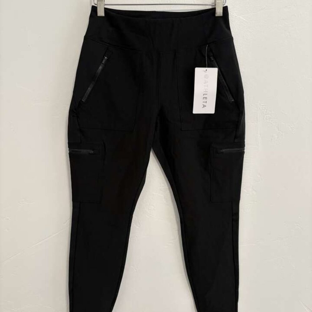NWT Athleta Headlands Hybrid Cargo Tight black pants women's size 8 petite
